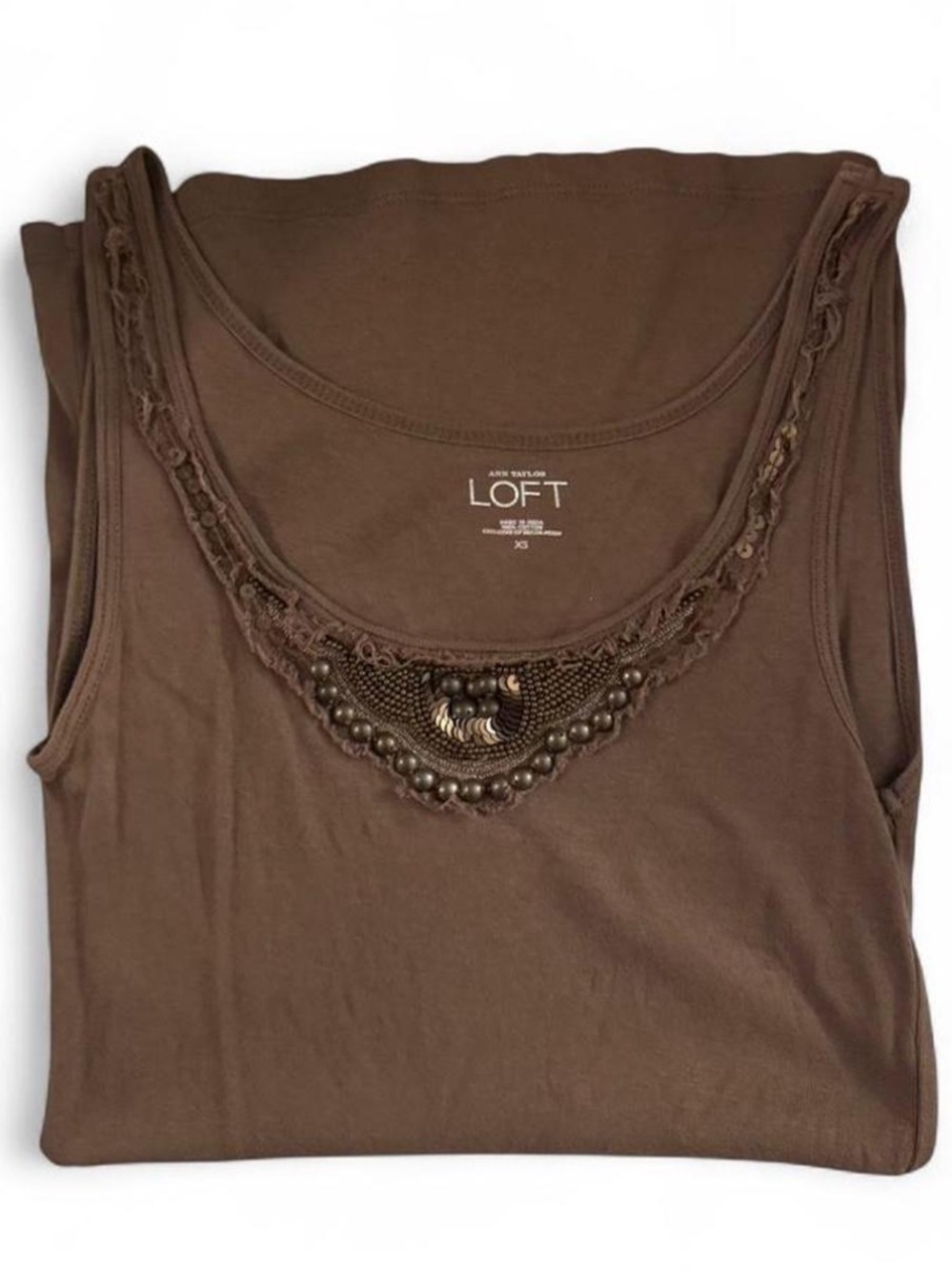 vintage brown embroidered cami tank